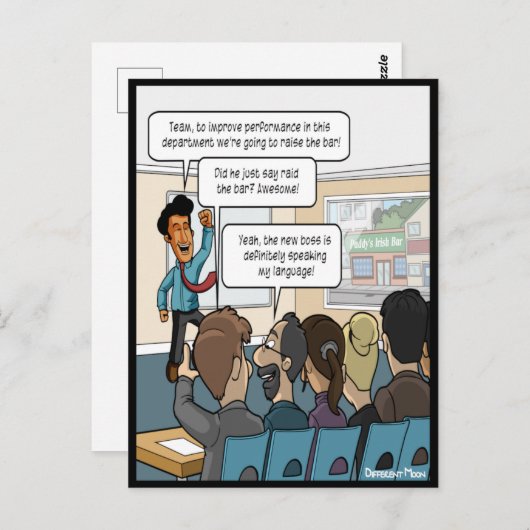 Heben Sie die Bar Funny Postcard Postkarte (Vorne/Hinten)