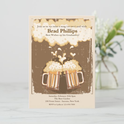 Heben Sie ein Glas Bier ein Einladung (Stehend Vorderseite)