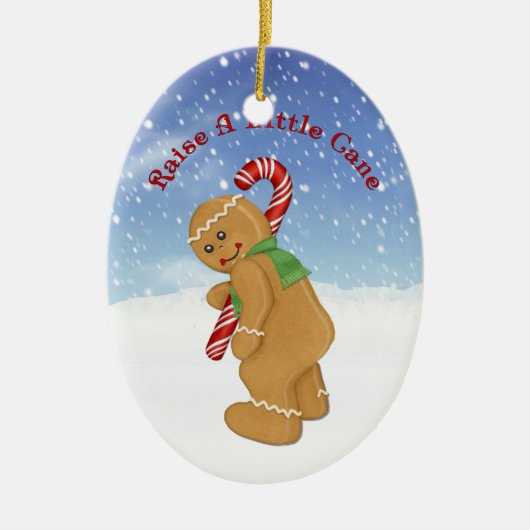 Heben Sie einen kleinen Cane-Spaß Keramikornament (Vorne)