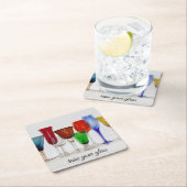 Heben Sie Ihr Glas Rechteckiger Pappuntersetzer (Vor Ort)