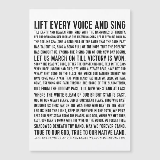 Heben Sie jede Stimme und singen Sie schwarzes Ges Magnetkarte (Vorderseite)