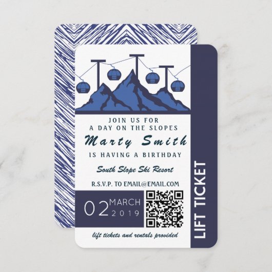 Heben Sie Karten-Ski-Einladung an Einladung (Vorne/Hinten)