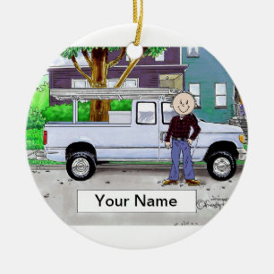 Heben Sie LKW, Blau - Mann auf Keramikornament