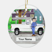 Heben Sie LKW, Weiß - Frau auf Keramik Ornament (Links)