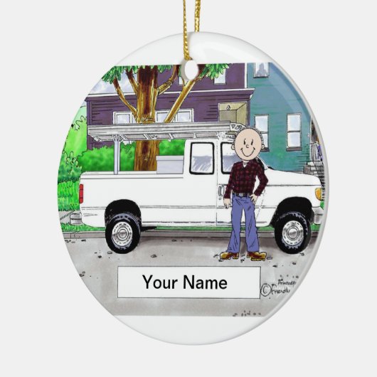 Heben Sie LKW, Weiß - Mann auf Keramikornament (Links)