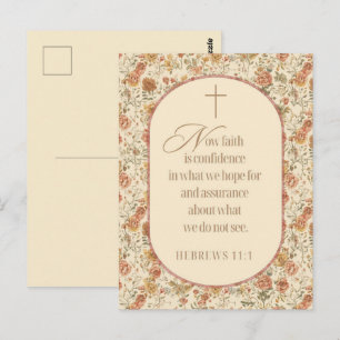 Hebräer 11:1 Glaube Schrift   Vintage Floral Postkarte