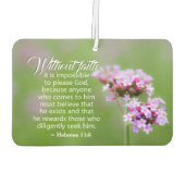 Hebräer 11:6 Er belohnt diejenigen, die Ihn suchen Autolufterfrischer (Rückseite)