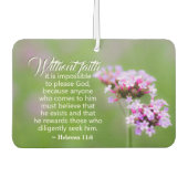 Hebräer 11:6 Er belohnt diejenigen, die Ihn suchen Autolufterfrischer (Vorderseite)