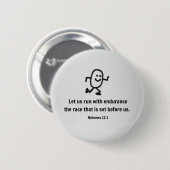 Hebräer 12:1 Ließ uns mit Ausdauer zu laufen... Button (Vorne & Hinten)