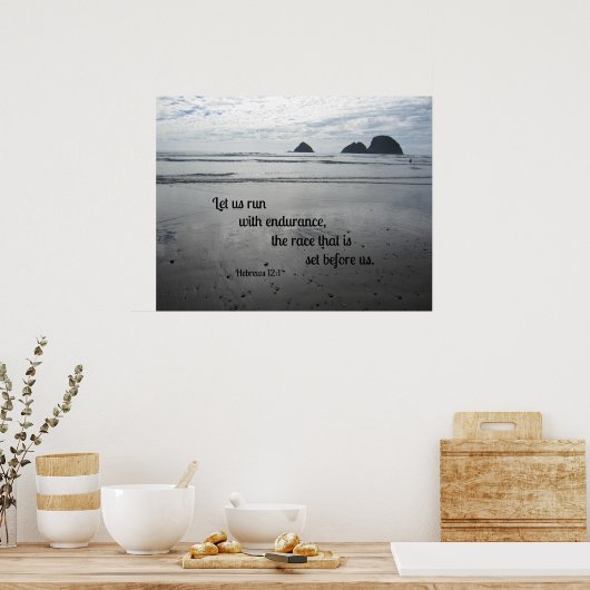 Hebräer 12:1 Ließ uns mit Ausdauer zu laufen... Poster (Küche)