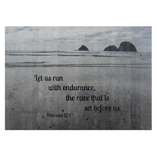Hebräer 12:1 Ließ uns mit Ausdauer zu laufen... Schneidebrett (Vorderseite)