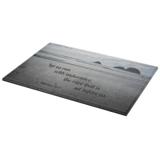 Hebräer 12:1 Ließ uns mit Ausdauer zu laufen... Schneidebrett (Ecke)
