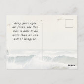 Hebräer 12:1 Ließ uns mit dem Ausdauerbibelpferd z Postkarte (Rückseite)