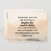 Hebräer 12:28 Ein Königreich, das nicht erschütter Postkarte (Vorne/Hinten)