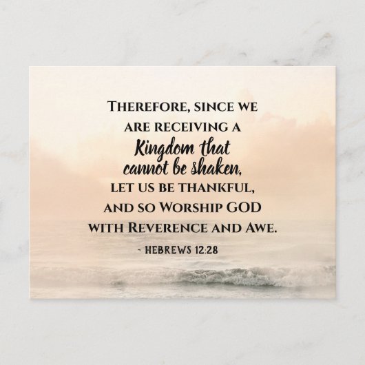 Hebräer 12:28 Ein Königreich, das nicht erschütter Postkarte (Vorderseite)