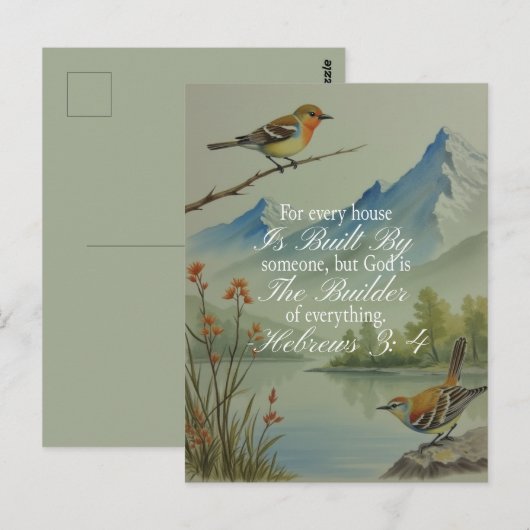 Hebräer 3,4 Gott der Erbauer Bibelstelle | Christl Postkarte (Vorne/Hinten)