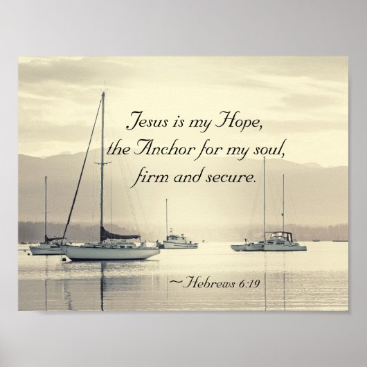 Hebräer 6:19 Jesus Anker für mein Soul, Segelboote Poster (Vorne)
