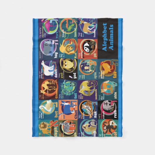 Hebräer Alephbet Tierc$aufkleber-Fleece Decke (Vorderseite)