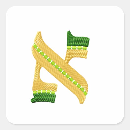 Hebräer beschriftet Stickerei-Ähnliches Alef Quadratischer Aufkleber (Vorderseite)