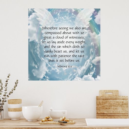 Hebräisch 12:1 poster (Küche)