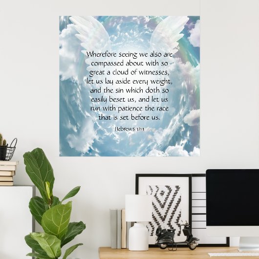 Hebräisch 12:1 poster (Heimbüro)