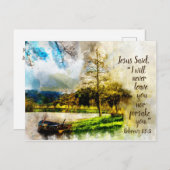 Hebräisch 13:5 Ich werde dich nie verlassen oder d Postkarte (Vorne/Hinten)