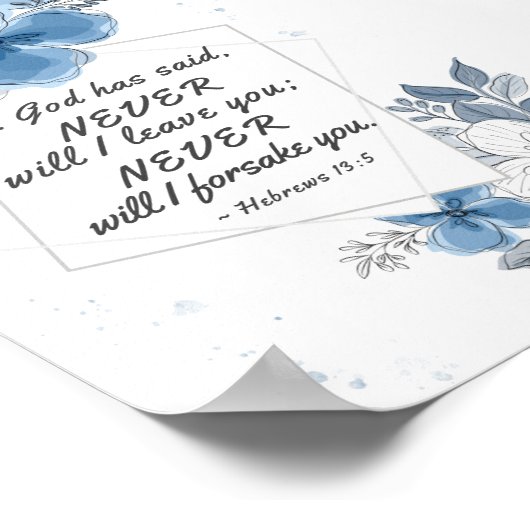 Hebräisch 13:5 NIE Verlass ich dir Poster (Ecke)