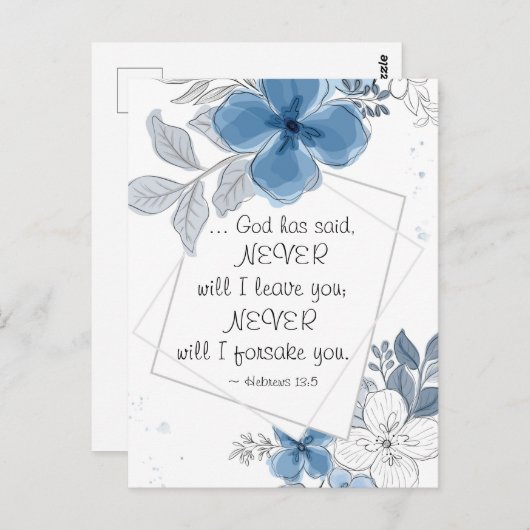 Hebräisch 13:5 NIE Verlass ich dir Postkarte (Vorne/Hinten)