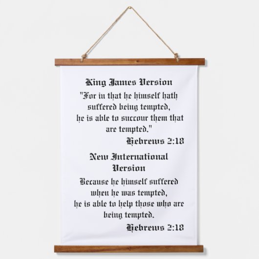 Hebräisch 2:18 wandteppich mit holzrahmen (Vorderseite)