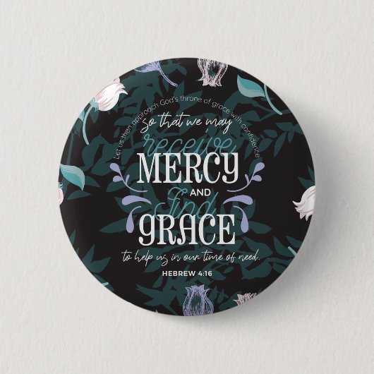 Hebräisch 4:16 zitiert schwarz button (Vorderseite)