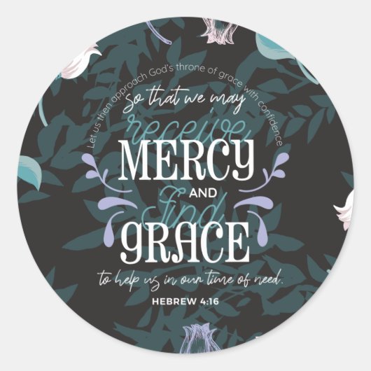 Hebräisch 4:16 zitiert schwarz runder aufkleber (Vorderseite)