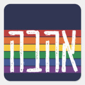 Hebräisch "AHAVAH" = "LIEBE" auf einem Regenbogen  Quadratischer Aufkleber (Vorderseite)