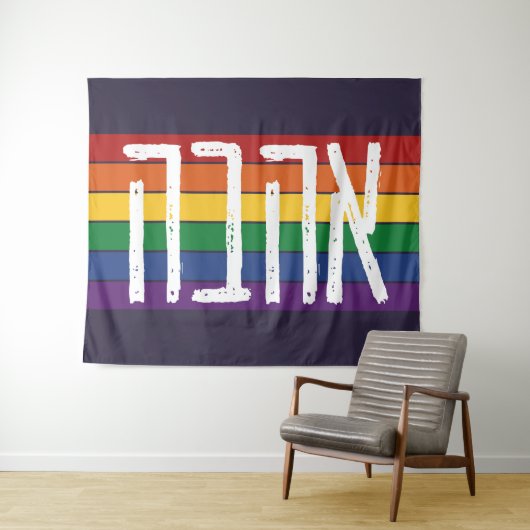 Hebräisch "AHAVAH" = "LIEBE" auf einem Regenbogen Wandteppich (Beispiel (Horizontal))