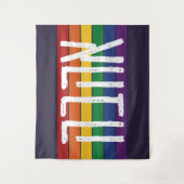 Hebräisch "AHAVAH" = "LIEBE" auf einem Regenbogen Wandteppich (Vorderseite)