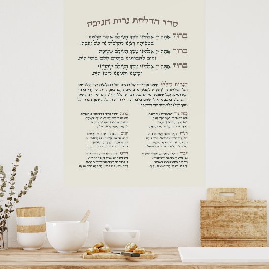 Hebräisch Hanukkah Segings for Lighting the Menora Poster (Küche)