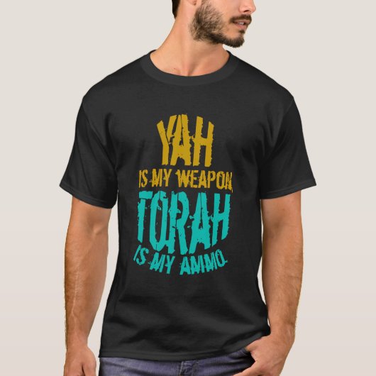 Hebräisch-israelische Kleidung Yah ist meine Waffe T-Shirt (Vorderseite)
