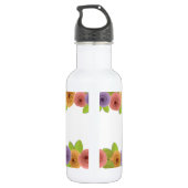 HEBRÄISCH Personalisierte Hübsche Blumen Edelstahlflasche (Rückseite)