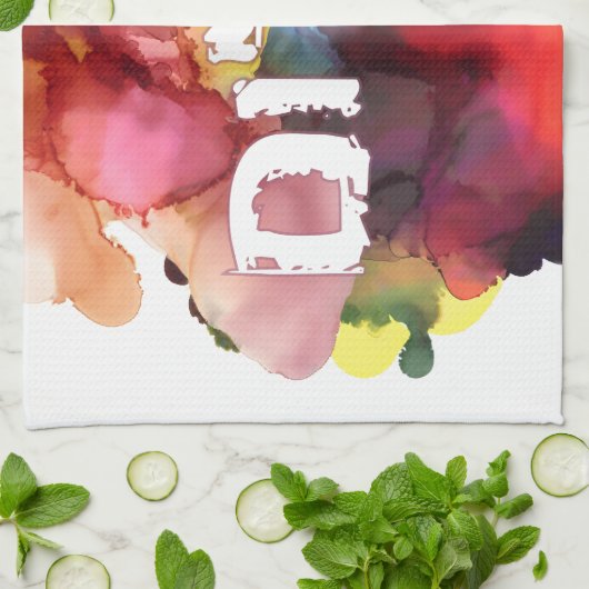 Hebräisch "Shalom" mit Aquarellhintergrund Geschirrtuch (Gefaltet)