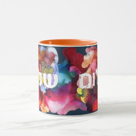 Hebräisch "Shalom" mit Aquarellhintergrund Tasse (Zentrum)