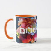 Hebräisch "Shalom" mit Aquarellhintergrund Tasse (Links)