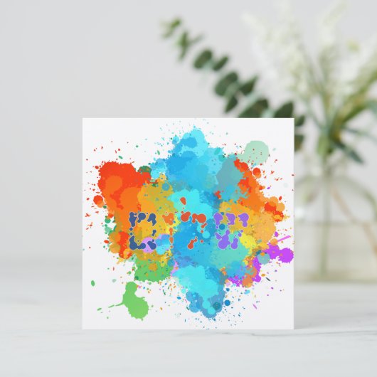 Hebräisch "Shalom" mit Hintergrund der Paint Splas (Stehend Vorderseite)