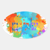 Hebräisch "Shalom" mit Hintergrund der Paint Splas Ovaler Aufkleber (Vorderseite)