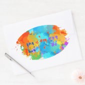 Hebräisch "Shalom" mit Hintergrund der Paint Splas Ovaler Aufkleber (Umschlag)