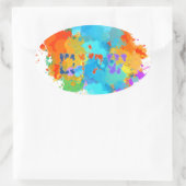 Hebräisch "Shalom" mit Hintergrund der Paint Splas Ovaler Aufkleber (Tasche)