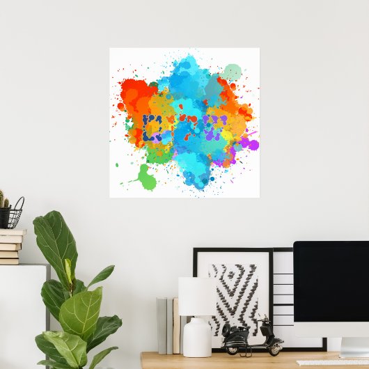 Hebräisch "Shalom" mit Hintergrund der Paint Splas Poster (Heimbüro)
