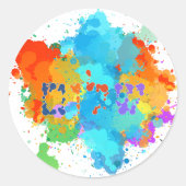 Hebräisch "Shalom" mit Hintergrund der Paint Splas Runder Aufkleber (Vorderseite)