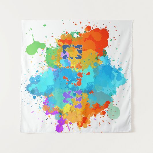 Hebräisch "Shalom" mit Hintergrund der Paint Splas Wandteppich (Vorderseite (Horizontal))