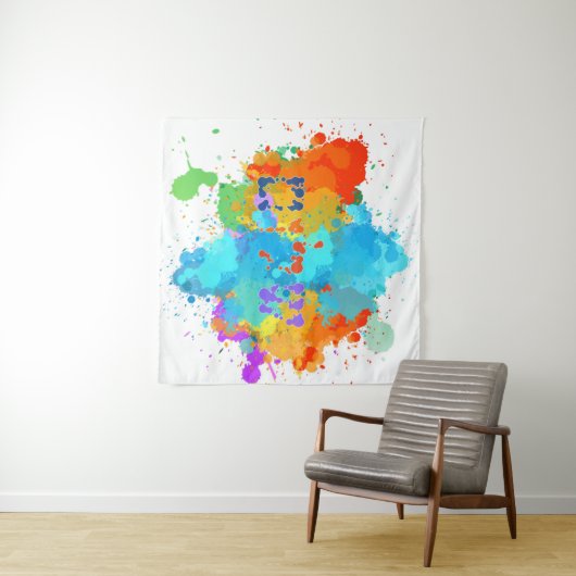 Hebräisch "Shalom" mit Hintergrund der Paint Splas Wandteppich (Beispiel (Horizontal))