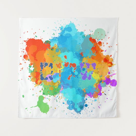 Hebräisch "Shalom" mit Hintergrund der Paint Splas Wandteppich (Vorderseite)