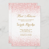 Hebräisch und Englisch Bat Miztva Rose Gold Glitze Einladung (Vorne/Hinten)